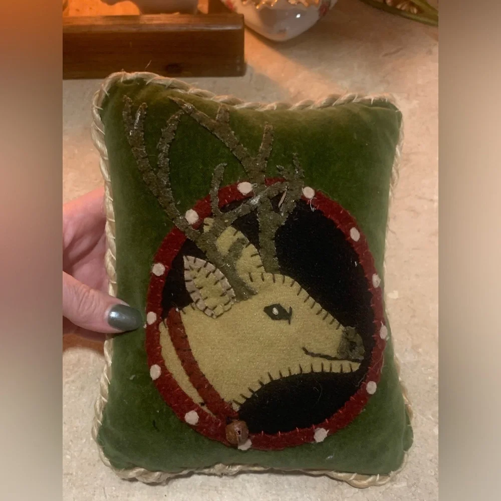 Weighted Door Stop Winter ReinDeer Christmas Pillow.